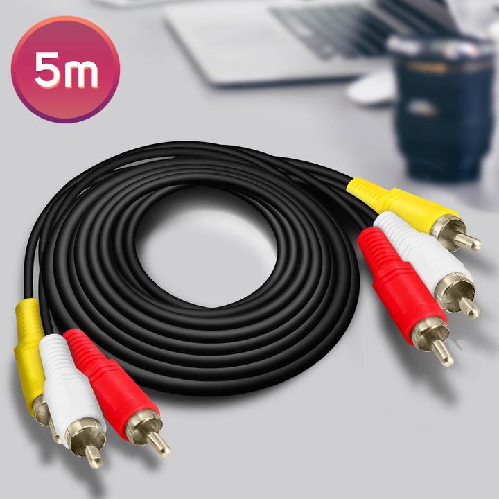 Actual product image LinQ 3x RCA plug to 3x RCA plug video cable, length 5m - Black (5 m)