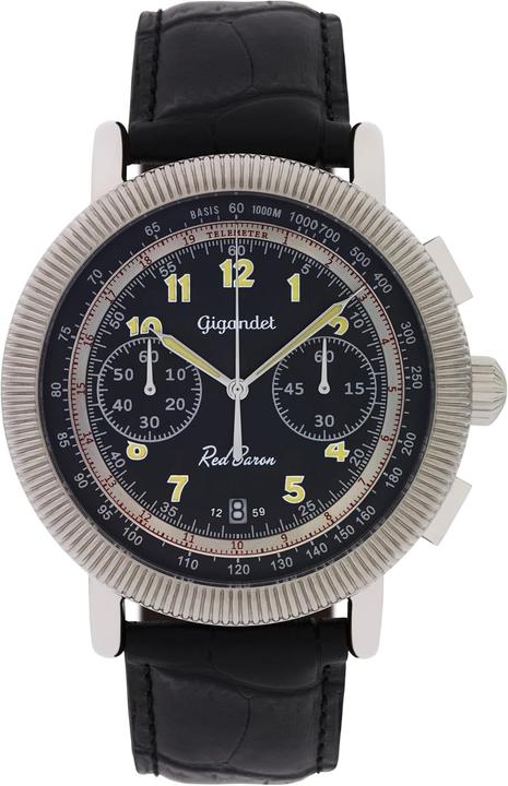 Image du produit Gigandet Chronographe pilote homme étanche 100 m avec tachymètre et verre minéral (Chronographe, Montre analogique, Montre pilote)