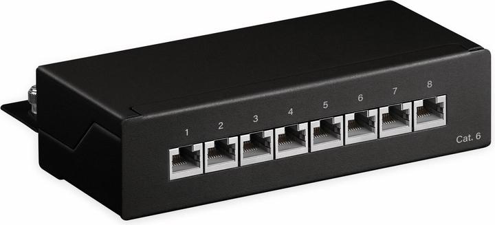 Goobay CAT 6 Mini/Desktop Patch Panel, 8 Port, Schwarz