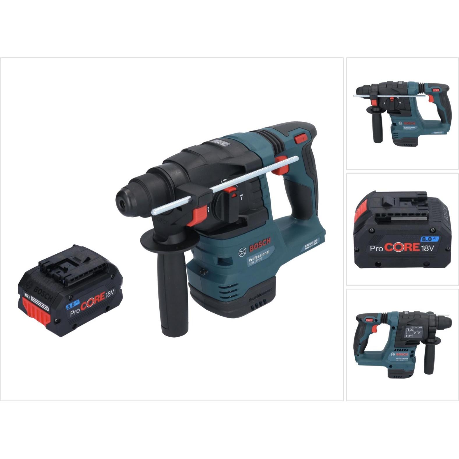 Bosch Professional, Bohrmaschine + Akkuschrauber, Bosch GBH 18V-22 Professional Akku Bohrhammer 18 V 1,9 J SDS Plus Brus...
