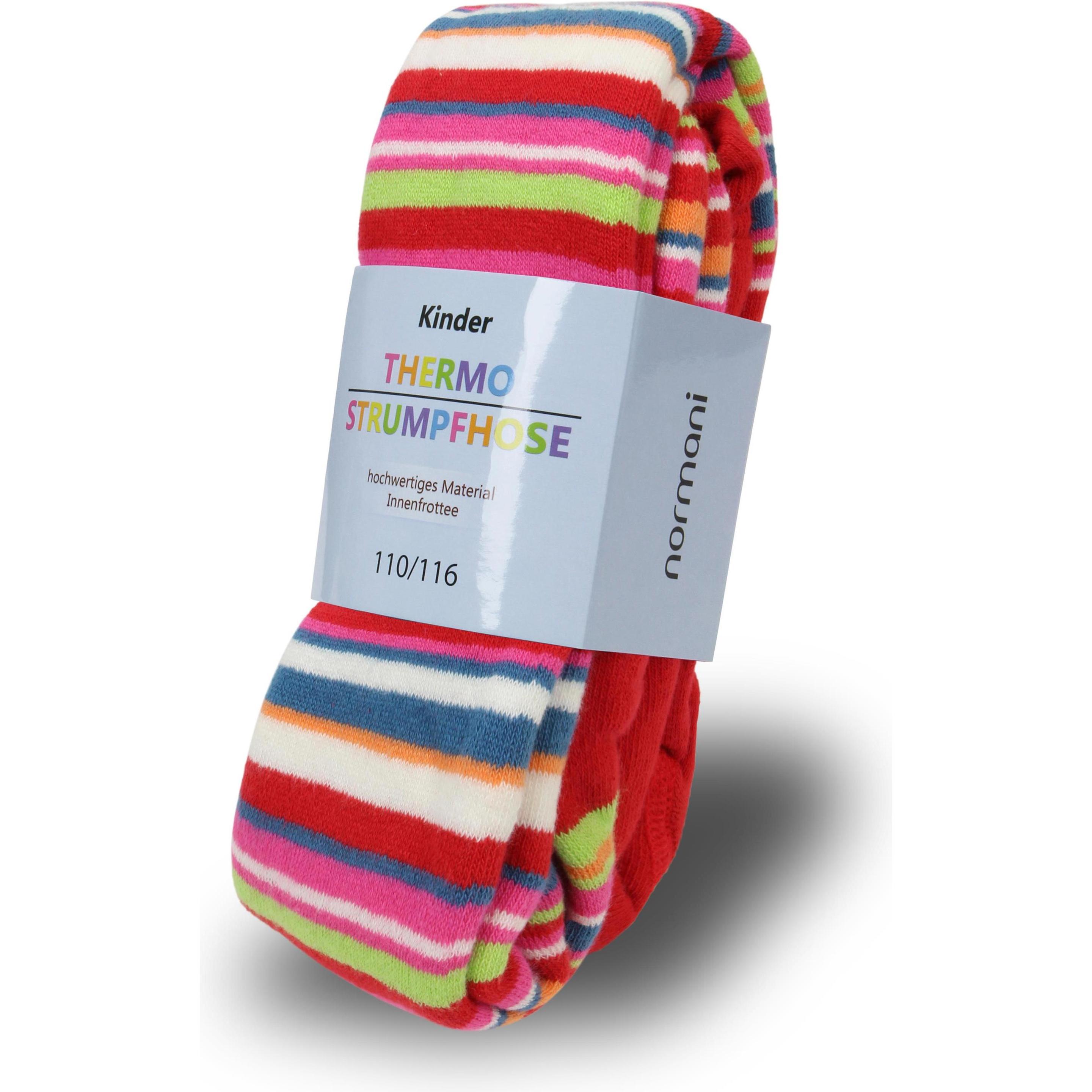 Thumbnail - Normani, Herren, Strümpfe, Kinder-Ringel-Thermostrumpfhose, Rot, (134 - 146)