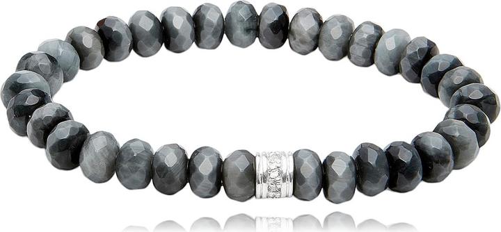 Immagine prodotto Leyda Bracciale a occhi di gatto con argento e zirconi (19 cm, Argento 925, Pietra, pietra sintetica)