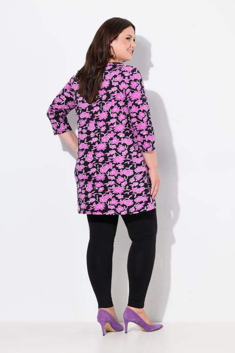 Actual product image Ulla Popken Floral Pintuck Knit 3/4 Sleeve Tunic (62)