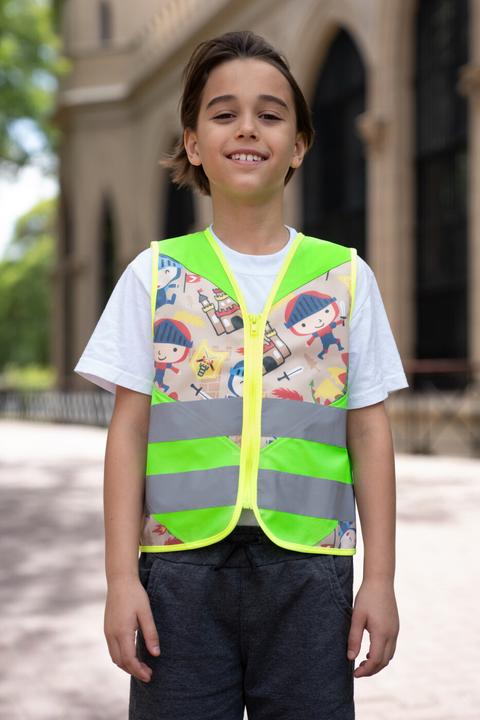Actual product image Korntex Kinder Warnweste Action „Fantasy“ - CO2 Neutral - Hellgrün/Ritter - XS (XS)
