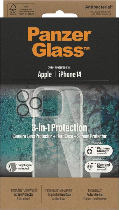 Produktbild PanzerGlass 3 in 1 Schutz Set (1 Stück, Apple iPhone 14)