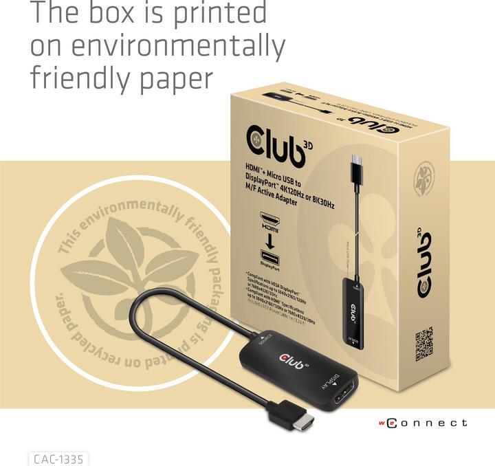 Image du produit Club 3D HDMI + Micro USB zu (DP, 0.72 cm)