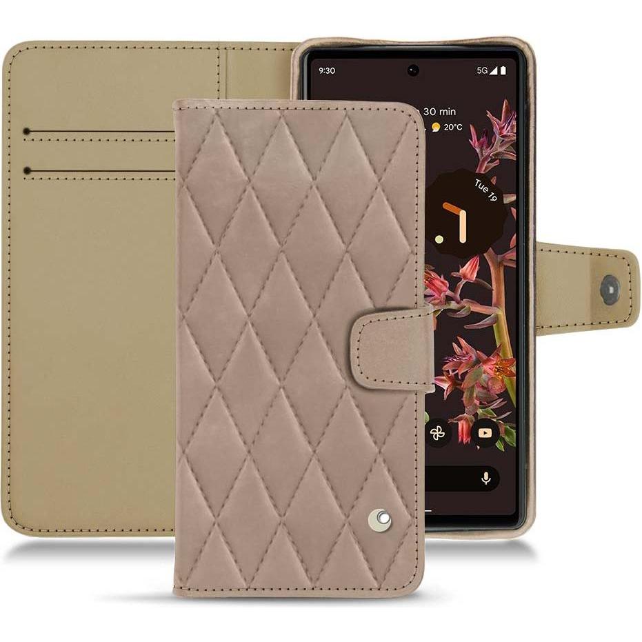 Noreve Lederschutzhülle Wallet (Google Pixel 6), Smartphone Hülle, Beige