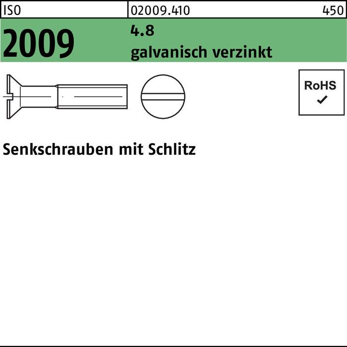 Produktbild Senkschraube ISO 2009 m.Schlitz M 4 x 40 4.8 galvanisch verzinkt (200 Schrauben pro Stück)