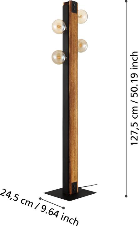 Image du produit EGLO Lampadaire LAYHAM 4x E27, bois (E27)