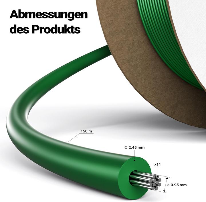 Produktbild Wiltec 150m Begrenzungskabel Mähroboter Rasenmäher Kupferdraht verzinnt Gras (Mähroboter, Mähroboter Installation)