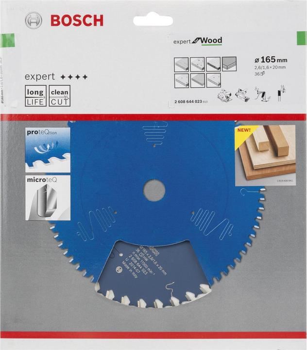 Produktbild Bosch Professional Zubehör Kreissägeblatt Expert for Wood, 165 x 20 x 2,6 mm, 36