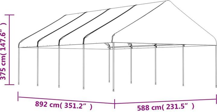 Produktbild vidaXL Pavillon (892 cm, 588 cm)