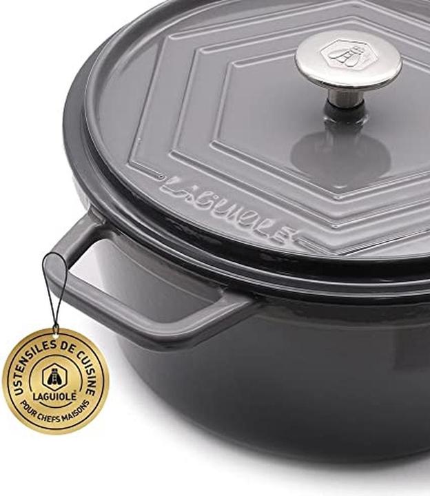 Image du produit Laguiole Cast iron stewpan enameled round grey 26 cm 48 l (Cocotte + faitout, Fonte)