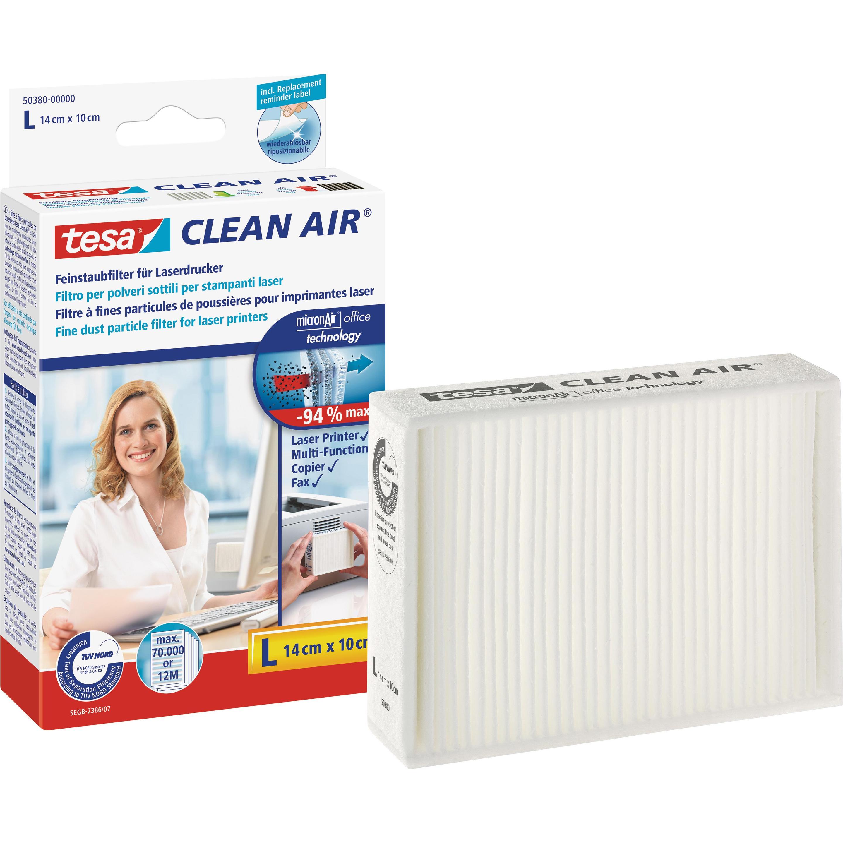 tesa CLEAN AIR Feinstaubfilter L für Laserdrucker, Drucker Zubehör