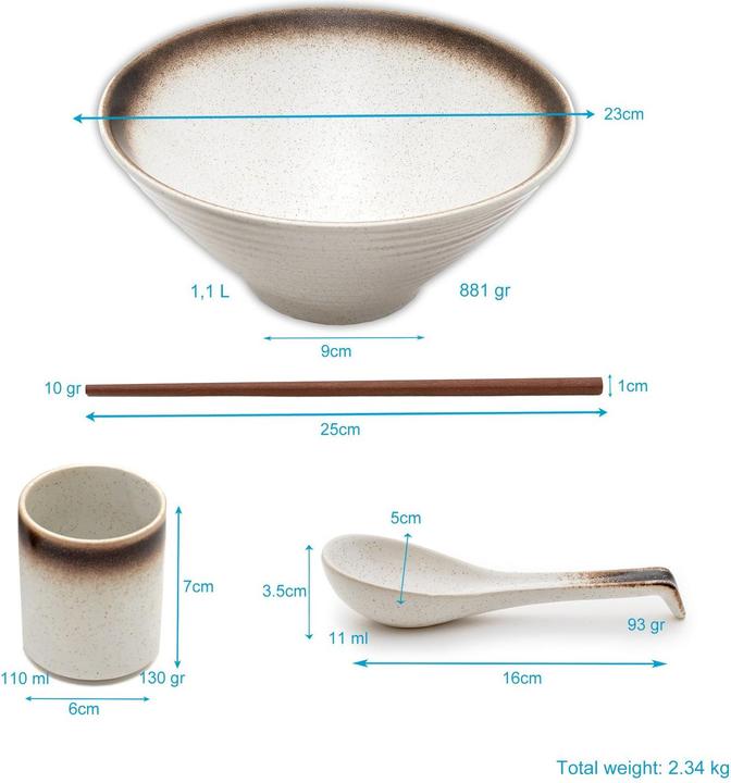 Produktbild Intirilife Ramen Schüssel Set (23 cm, 1.10 l, 10 x)