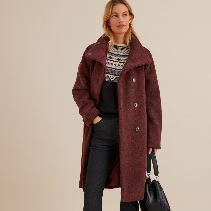 Actual product image Anne Weyburn Bouclé Coat with Button Closure (44)