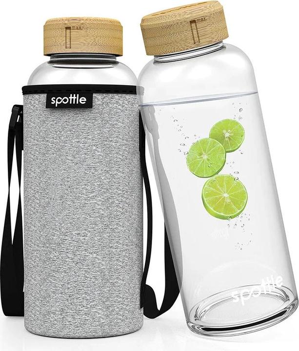 Actual product image Spottle Glass bottle with neoprene sleeve by grey mottled 1.5 litre (1.50 l)
