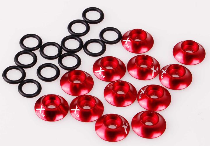 Kuza Unterlegscheiben Aluminium M3 mit O-Ring 10Stk. Rot eloxiert (M3)