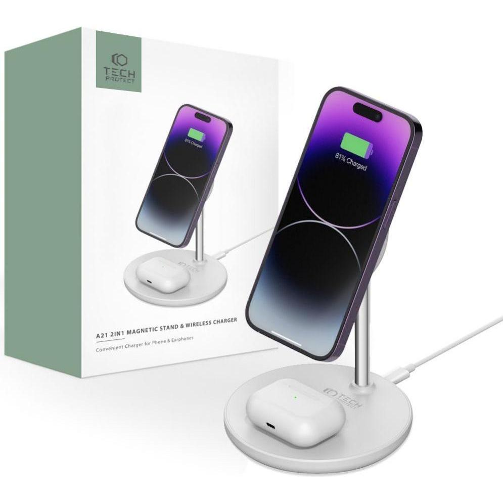 Thumbnail - Tech-Protect A21 2in1 (15 W), Wireless Charger, Weiss