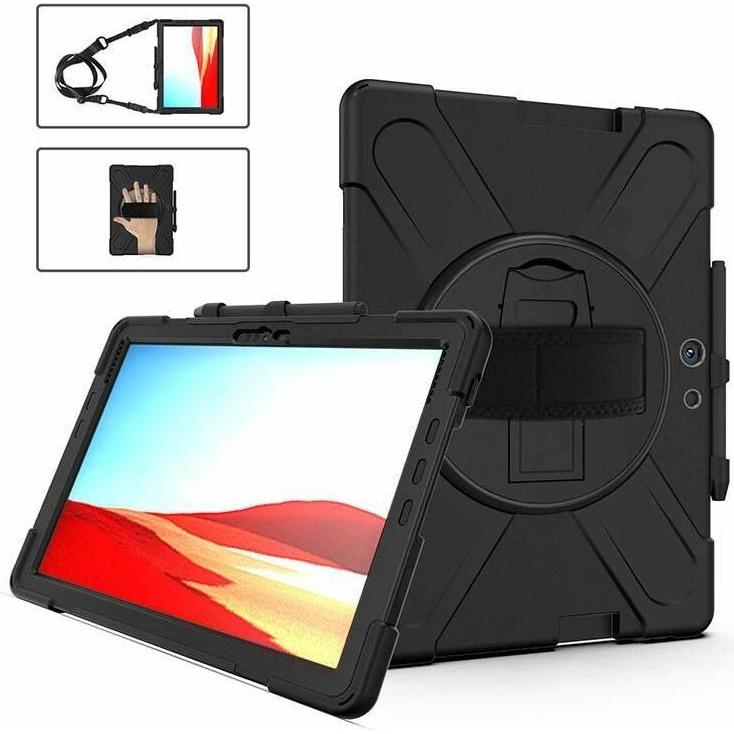 eSTUFF Defender Case with Screen (Microsoft Surface Pro X), Tablet Hülle, Schwarz