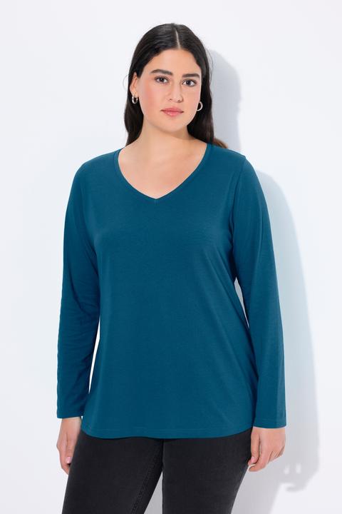 Produktbild Ulla Popken Shirt, Slim, V-Ausschnitt, Langarm (54)