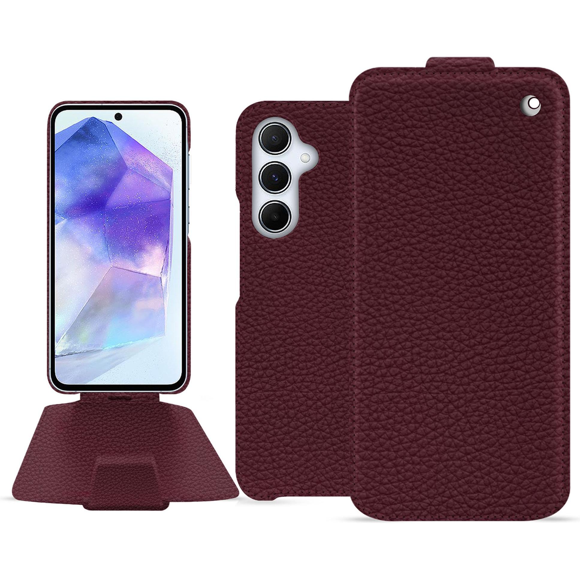 Noreve Lederschutzhülle vertikal (Samsung Galaxy A55), Smartphone Hülle, Violett