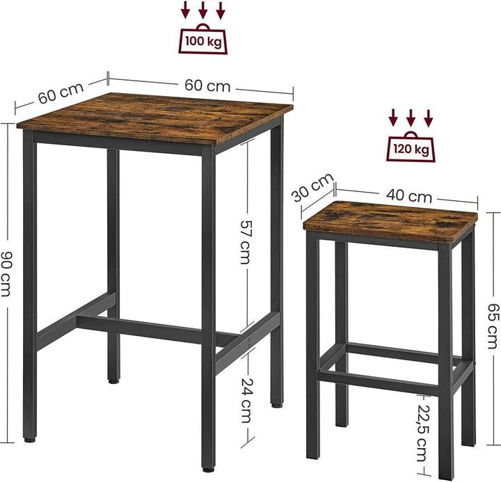 Actual product image Vasagle Bar table set (60 x 60 x 90 cm)