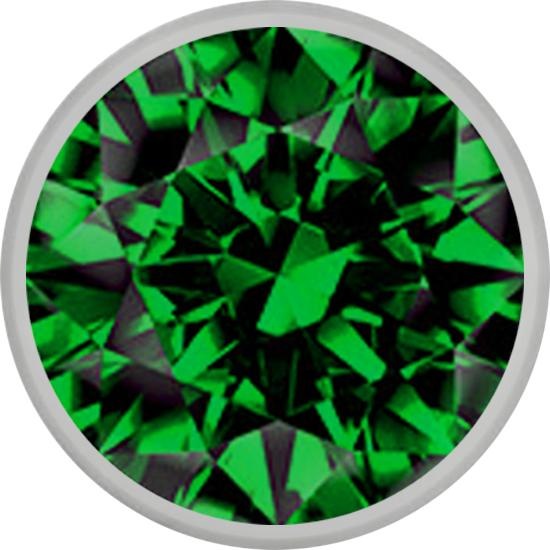 Produktbild Star Piercing Micro Halbkugel silber mit Kristall grün (ohne Messing, Chirurgenstahl 316L)