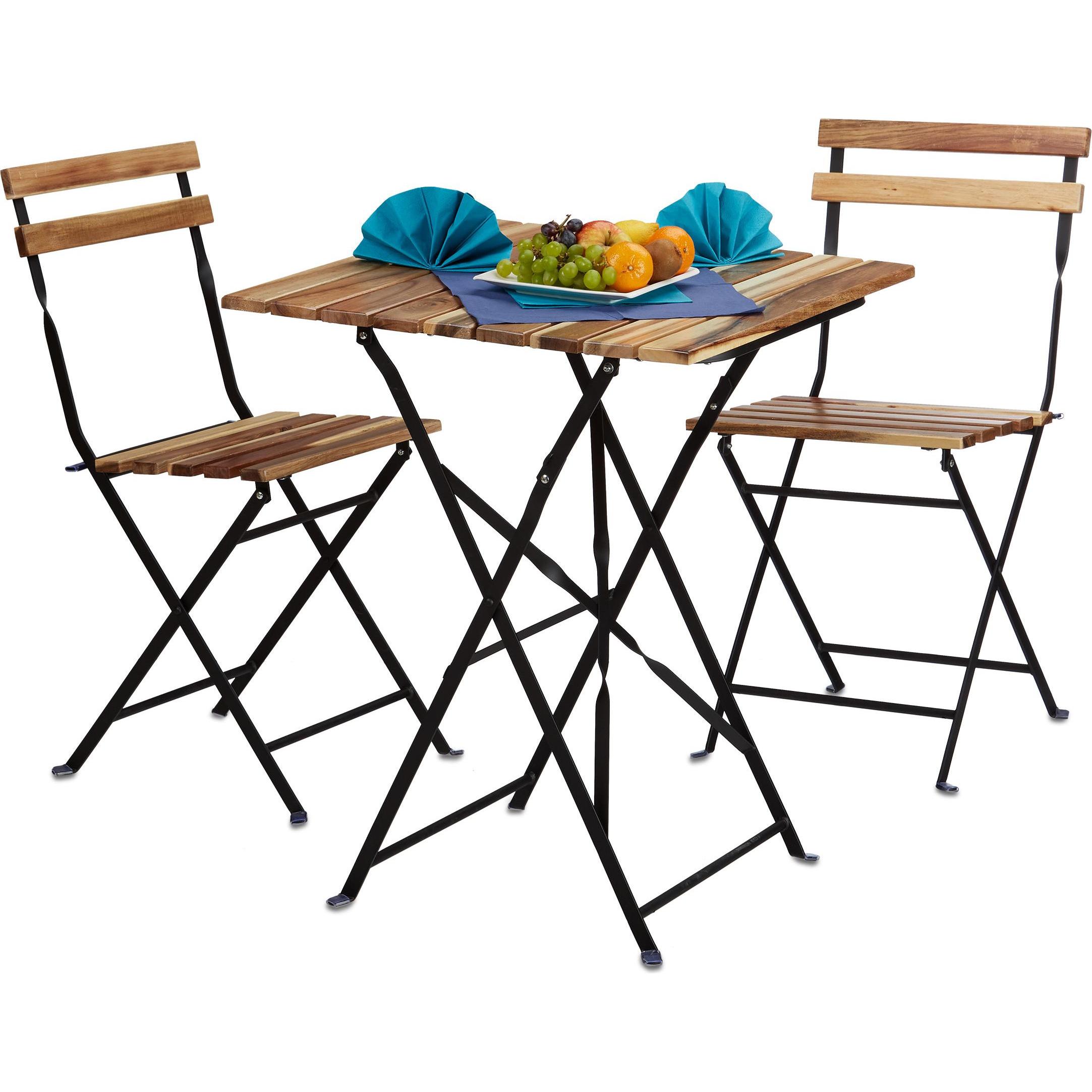 Relaxdays, Gartentisch + Balkontisch, Gartenmöbel Set (60 cm)
