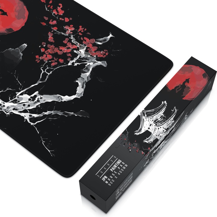 Actual product image Titanwolf Gaming Mauspad, 900 x 400mm XXL Speed Gaming Mausmatte, Mousepad Extragrosse Fläche, Japan Ink Black (XXL)