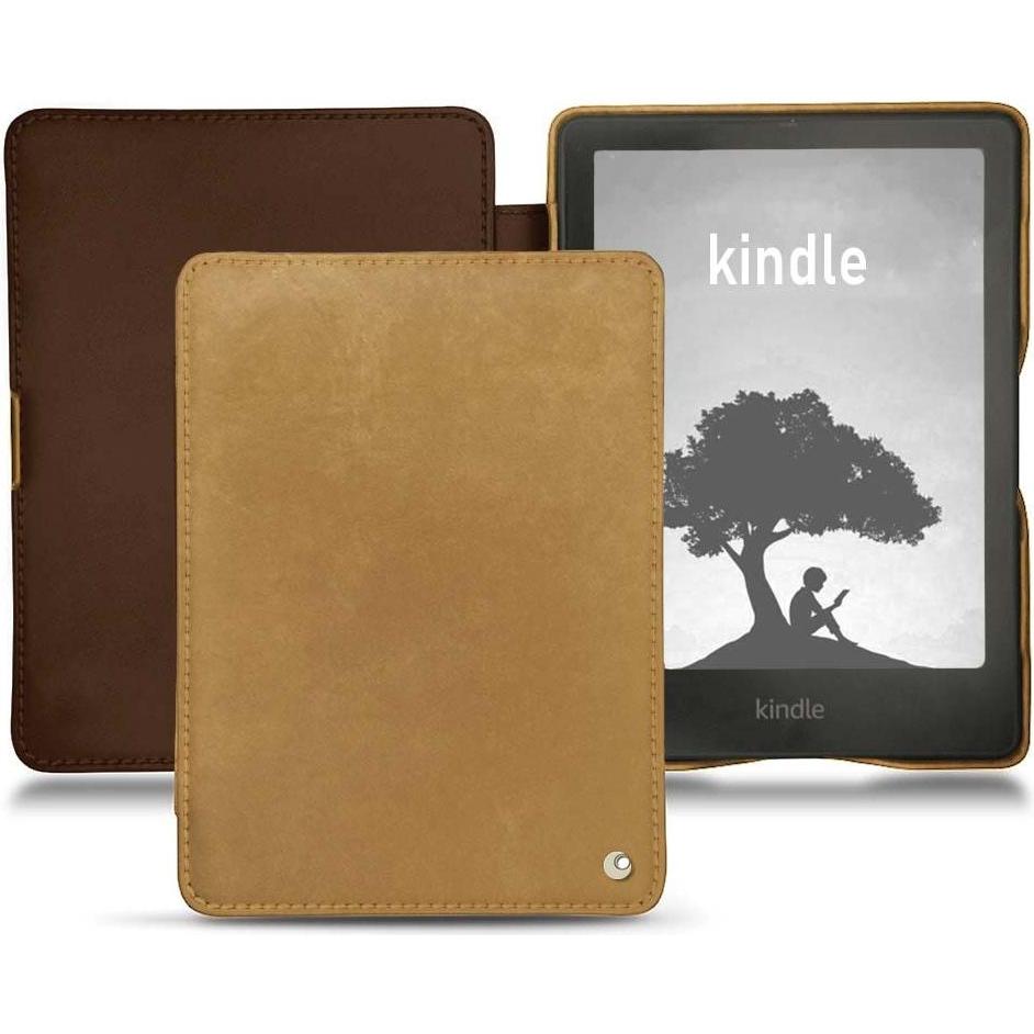Noreve Lederschutzhülle horizontal (Kindle Signature Edition), Tablet Hülle, Braun