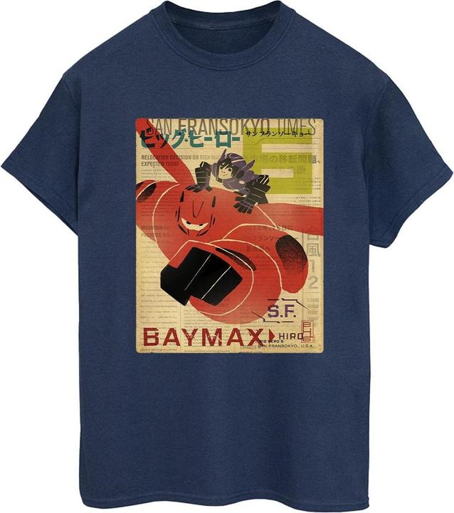 Immagine prodotto Disney Big Hero 6 Baymax Flying Baymax Newspaper Maglietta Ampia Donna (XL)