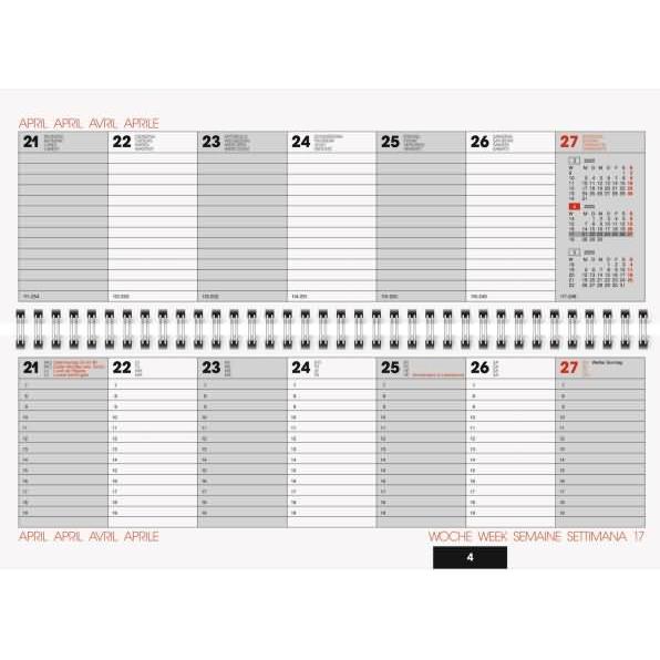 Thumbnail - Brunnen, Agenda, Querkalender 772 29,7x10,5cm 1 Woche/2 Seiten Karton-Umschlag weiss 2025 (297 x 105 mm, Deutsch, Italie...