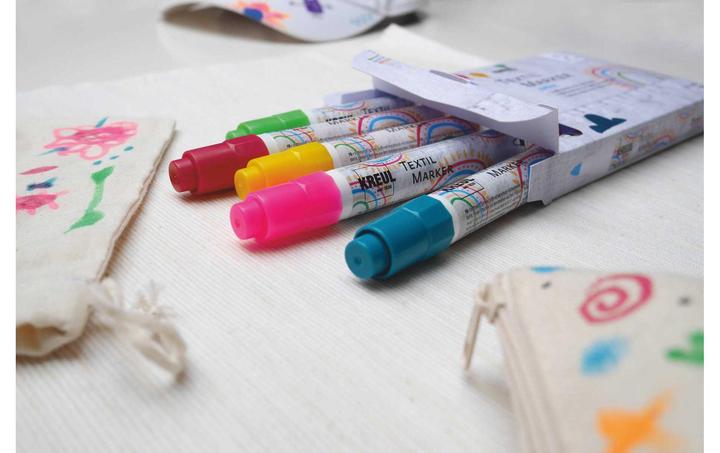 Produktbild Kreul Textil Marker Junior (Neonpink, Hellgrün, Gelb, Hellblau, 4 mm, 5 x)