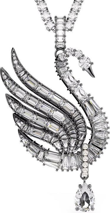 Produktbild Swarovski Swan Vienna Halskette und Brosche Schwan Weiss Rutheniert (Swarovski Metall, 42 - 47 cm)