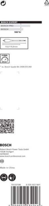 Produktbild Bosch Professional Zubehör EXPERT Self Cut Speed Flachfräsbohrer, 40 x 152 mm (40 Millimeter)