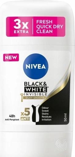 Image du produit NIVEA Stick Anti-Perspirant Niveaack&White Invisible Silky Smooth 50Ml (Stick, 50 ml)