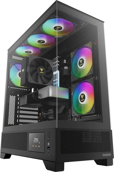 Image du produit Gamdias Boitier Moyen Tour ATX Atlas M1 RGB avec panneaux vitrés (Noir) (ATX, mATX, Mini-ITX)