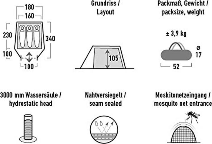 Immagine prodotto High Peak Kite 3 (Tenda a tunnel, 3.30 kg, 3 persone)