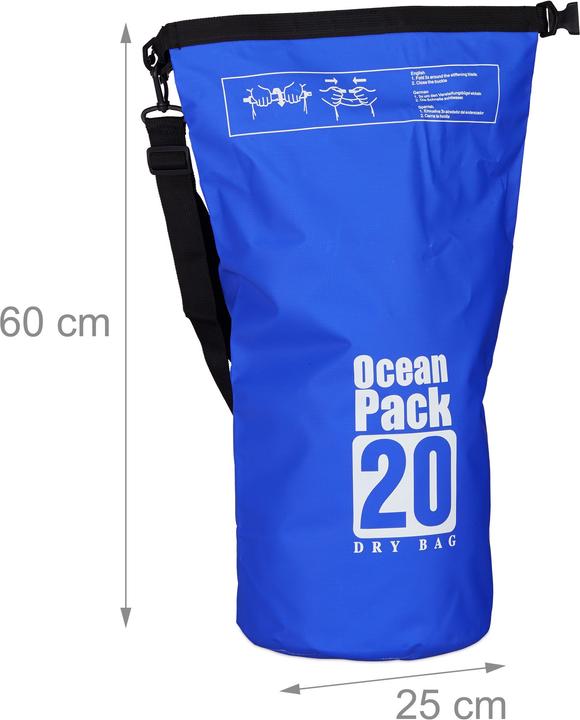 Immagine prodotto Relaxdays Zaino impermeabile Ocean Pack 20 L (20 l)