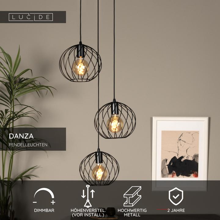 Image du produit Lucide DANZA - Suspensions - Ø 50 cm - 3xE27 - Noir 21428/13/30 (E27)