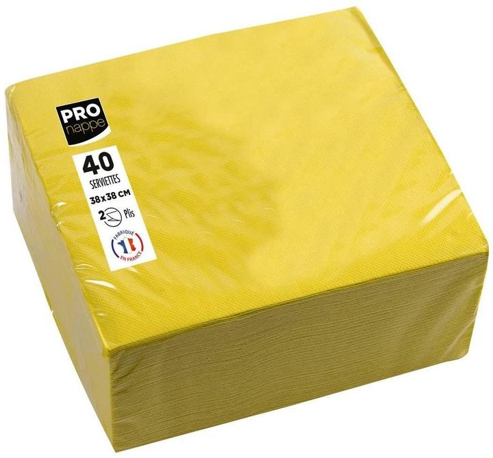Immagine prodotto PROnappe Tovaglioli gialli a 2 strati 19,0 x 19,0 cm 40 pezzi. (40 pz., 38 x 38 cm)