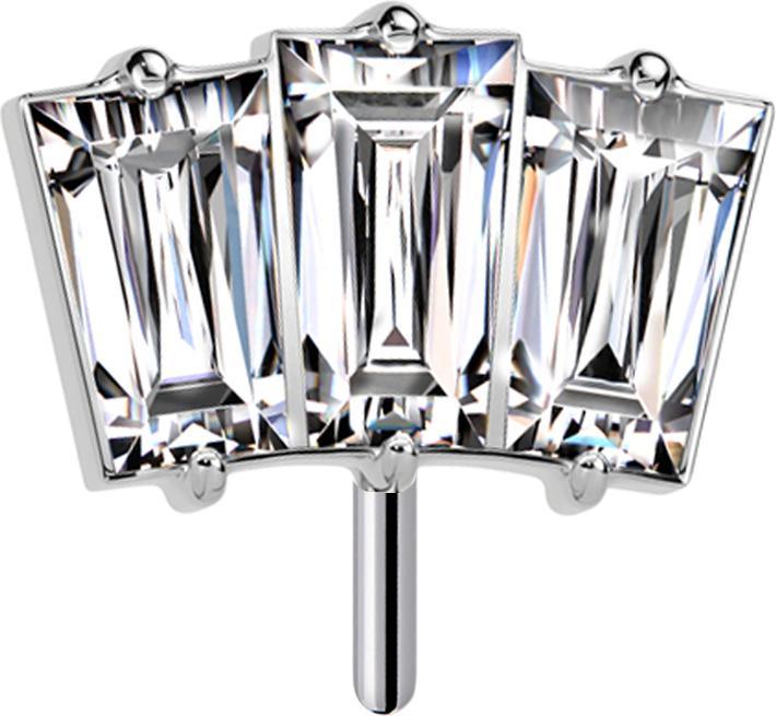 Actual product image Star Piercing Threadless silber drei Baguette Kristalle silber (without brass, Titanium)