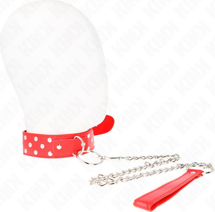 Actual product image Kink RING NETS BAND NECK CHAIN WITH BELT 65 CM RED ADJUSTABLE 36-50 CM X 3.8 CM