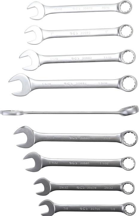 Actual product image BGS Combination spanner set (11/32", 9/16", 19/32", 5/8", 9/32", 15/16", 3/8", 5/16", 7/8", 13/16", 3/4", 1/4", 1/2", 11/16", 7/16", 1", 25/32")