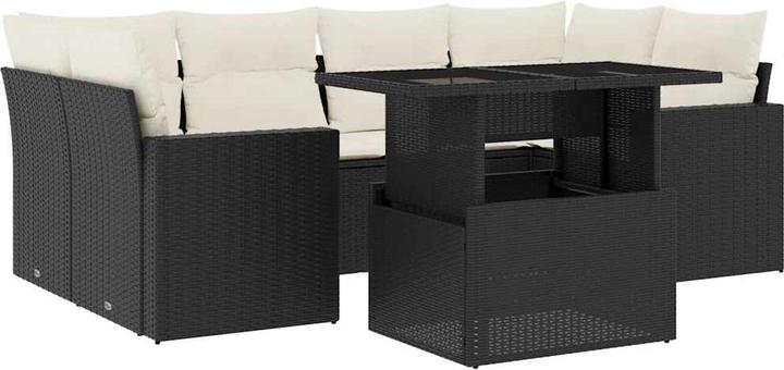 vidaXL Gartenmöbel Sofa Garnitur Sitzgruppe Lounge 7-tlg. Schwarz Poly Rattan