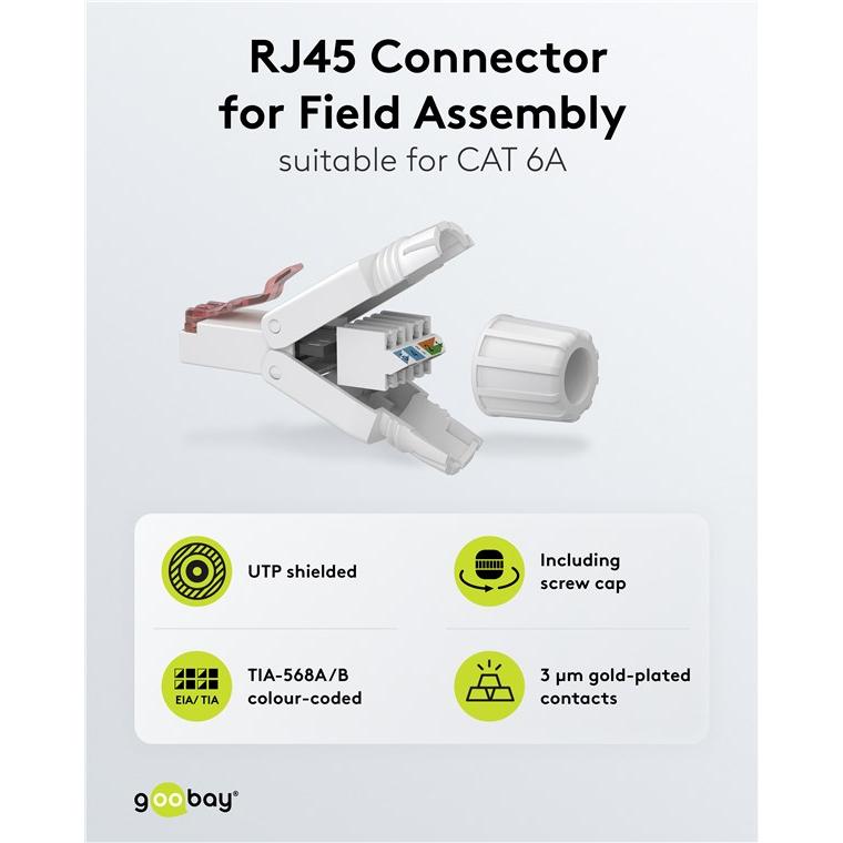 Thumbnail - Goobay CAT 6 feldkonfektionierbarer RJ45-Stecker, UTP ungeschirmt (Netzwerkkabel Stecker), Netzwerk Zubehör
