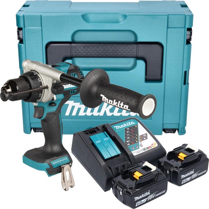 Immagine prodotto Makita DHP 492 RGJ Avvitatore a percussione a batteria 18 V 141 Nm Brushless + 2x batteria 6,0 Ah + (Batteria ricaricabile)