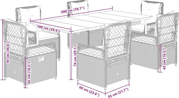 Produktbild vidaXL Garten Essgruppe (200 x 100 x 74 cm)