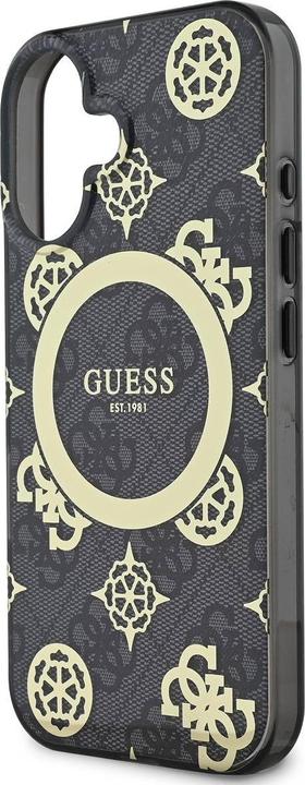 Actual product image Guess GUHMP16SH4PYEEK iPhone 16 6.1" czarny/black hardcase IML Peony On 4G Background MagSafe (Apple iPhone 16)